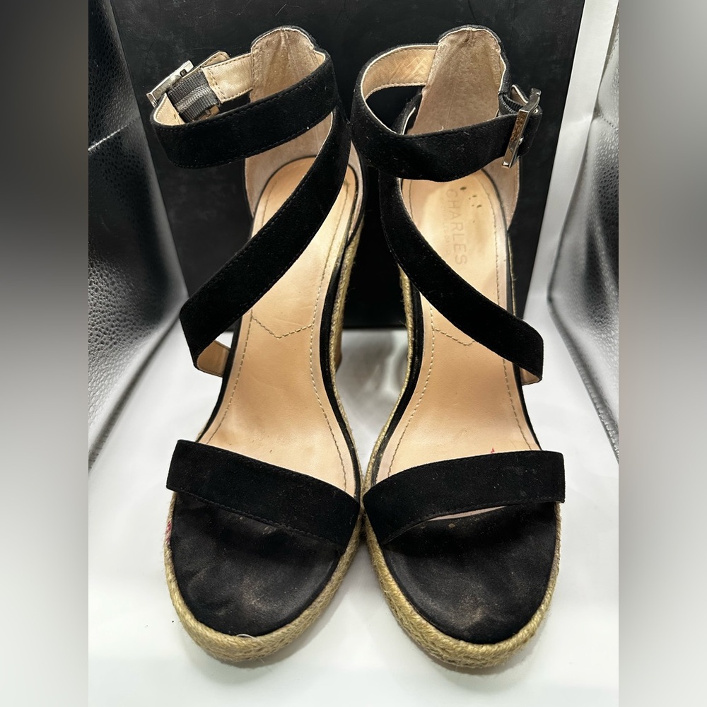 Charles By Charles David Black Strappy Wedges - Picture 2 of 10